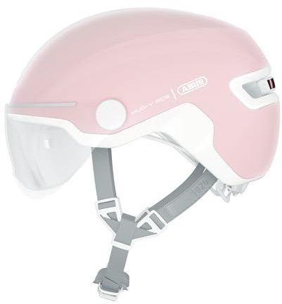 ABUS Stadthelm HUD-Y ACE - stylischer Fahrradhelm mit Visier und magnetischem, aufladbarem LED-Rücklicht - für Damen und Herren - Pure Rose, Größe L