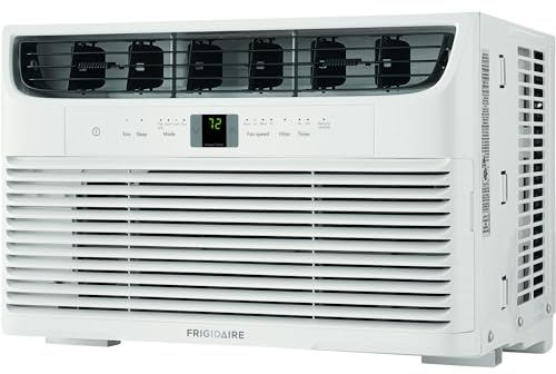 Frigidaire 6,000 BTU Window Air Conditioner & Dehumidifier, 115V, Cools up to 250 Sq. Ft. for Apartment, Dorm Room & Small/Medium Rooms, with Remote Control, Programmable Timer, and Sleep Mode, White