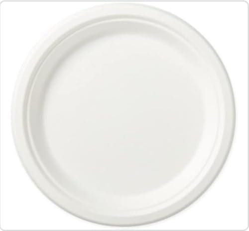 [50 pezzi - 18 cm] Piatti monouso 100% Piatti di carta Bianchi super rigidi, compostabili e biodegradabili, in bagassa, Ideali con alimenti liquidi e caldi, per Picnic, Feste, Barbecue, Pranzi e Cene