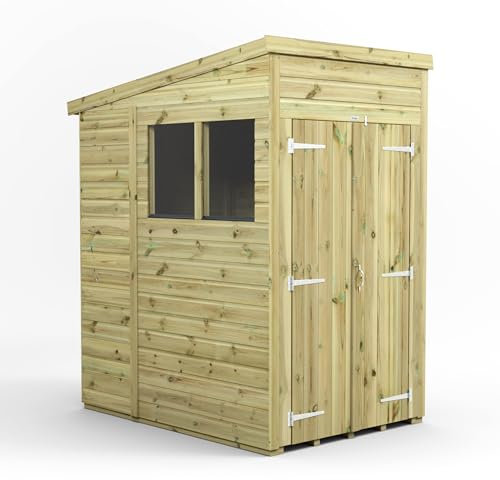 4x6 Power Premium Pent Double Door Garden Shed