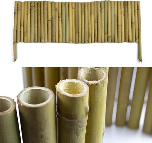 KARAT Bordure de Parterre en Bambou - Bordure de Parterre Flexible - Clôture à emboîter - Bordure de Gazon - Palissade - Délimitation pour Fleurs et parterres (20 x 100 cm)