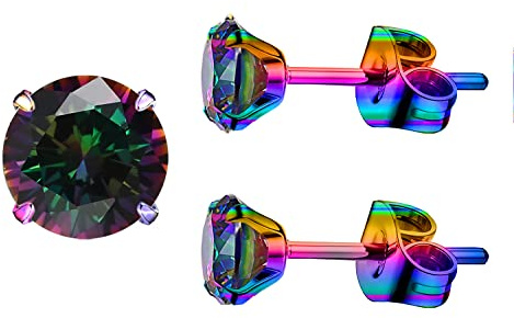 5A Atemberaubende Ohrringe aus 18 Karat Gold, chirurgischer 316L-Edelstahl, Edelstein für Damen, Herren, Mädchen, Jungen, Ehefrau, Ohrstecker, hypoallergen, Tragus-Knorpelschläfer, 5 mm, 4 mm