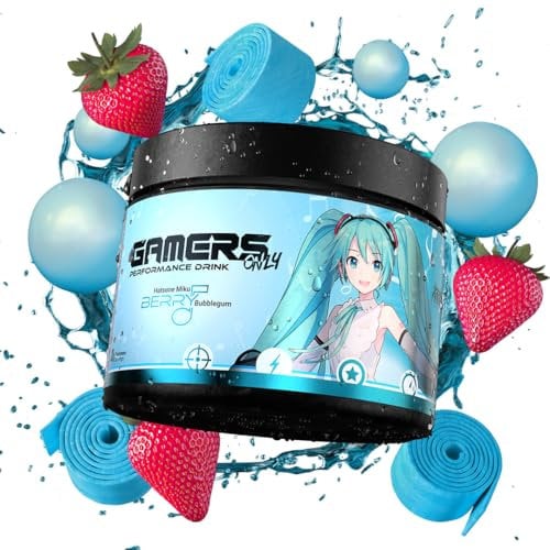 Gamers Only Gaming Booster Hatsune Miku [MIT KOFFEIN & ZERO ZUCKER ] 40 Portionen | Energy Drink Pulver | Erhöht die Konzentration & Reaktionen | 125MG Koffein & L-Tyrosin & Vitaminen p. Portion