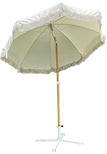 ISCBAFYX Ombrellone da Giardino Ombrellone da Giardino 6Ft Mini Ombrelli da Mercato Beige per Piscina da Spiaggia, Ombrellone Portatile con Protezione UV con inclinazione e Base a Pulsante