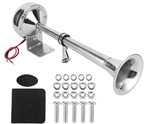 BOROCO Horn Air, Große Einzelne 12-V-Boot-Schiff-Trompete aus Edelstahl 304 in Marinequalität