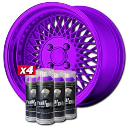 AutoFullCar Packung mit Flüssig-Vinyl-Felgen, 4 Sprays, 400 ml, mattes Finish, geeignet für Felgen von 15 bis 18 Zoll (38,1 bis 45,7 cm), Violett metallic