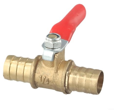 Messing-Kugelhahn für Wasser, Gas und Luft, 6 mm, 8 mm, 10 mm, 12 mm, Schlauchstutzen, Absperrventil (φ6)