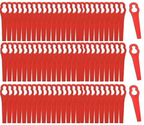 100 Pcs Lame Plastique Coupe Bordure Tondeuse à Gazon Rouge Lames en Plastique de Rechange 8,3cm Tondeuse à Gazon en Plastique Lames pour Jardin et Pelouse Coupe Bordures Grass Trimmer (Rouge)