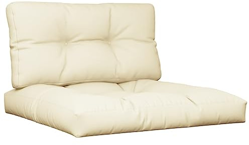 vidaXL Palettenkissen 2-TLG., Palettenpolster für Europaletten, Palettensofa Kissen Indoor Outdoor, Palettenauflage Sitzkissen Rückenkissen, Creme Stoff