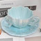 Tea Cups and Saucers Set, Tea Set, Floral Tea Cups (8oz), Porcelain Tea Cups for Tea Party, Rose Teacups, China Tea Cups, Tea Cup and Saucer Set, Porcelain Tea Set (1 Set Blue)