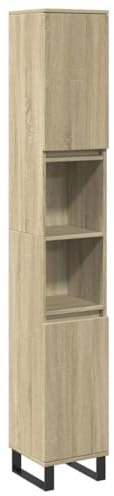 vidaXL Badschrank, Badezimmerschrank mit Stauraum, Hochschrank für Badezimmer, Beistellschrank Badmöbel, Sonoma-Eiche Holzwerkstoff