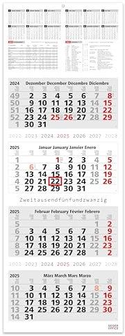 Geiger-Office 4-Monatskalender INFO - Schulferien, Feiertagen und Jahresübersicht 2026, Wandkalender I 33 x 90 cm, 4 einzelnen, perforierten Kalenderblocks (INFO 4 MONATS)
