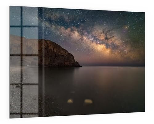DEQORI Glas-Magnettafel | 120x90 cm cm groß | Motiv Kosmische Küstenlinie | Memo-Board aus Glas | Magnetboard inkl. Magnete, Stift & Tuch für Küche & Büro | Tafel magnetisch & beschreibbar