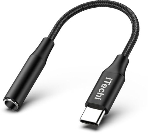 iTechi USB-C to 3.5mm Audio Jack Adapter, Type C to Headphone/Earphone Female Aux Jack (Black)