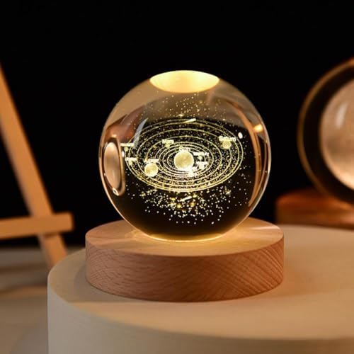 Calming Stellar Spheres, 3D-Galaxie-Kristallkugel-Nachtlicht, 5,9 cm Lampen, 7 Farbwechsel, Universum-Lampe, Kugeln, Saturn-Lampe, Mondlichter für Schlafzimmer, Wohnzimmer, Dekoration