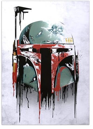 Displate Offiziell Star Wars MetallPoster Magnetische Befestigung Inklusive Lizenziert Bilder Hochwertiges Poster Helmets Graffiti - Boba Graffiti Helmet Poster Größe - 45 cm x 32 cm