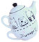 Cabilock 1 Juego De Tetera De Gato Taza De Té De China Bandeja Multicompartimento Tetera De Una Taza Tetera De Porcelana Con Infusor Estufa Tetera Tetera Con Patrón De Gato Taza De