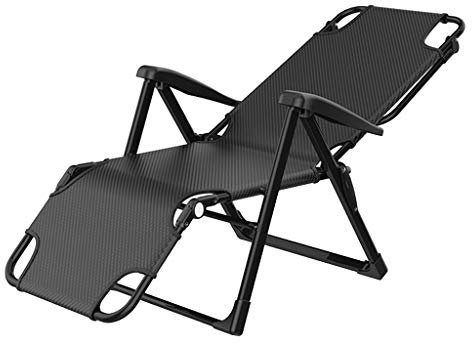 CWCQGH Robuster Gartenstuhl, klappbar, übergroß, klappbar, für Erwachsene, tragbare Sonnenliege, Liegestühle, flach klappbar, schwarz