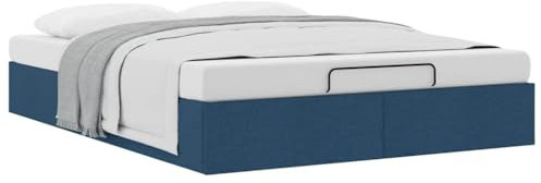 vidaXL Ottoman-Bett ohne Matratze Blau 140x200 cm Stoff, Bettrahmen, Bettgestell mit Stauraum, Polsterbett, Bettgestell, Bettrahmen mit Stauraum, Bett