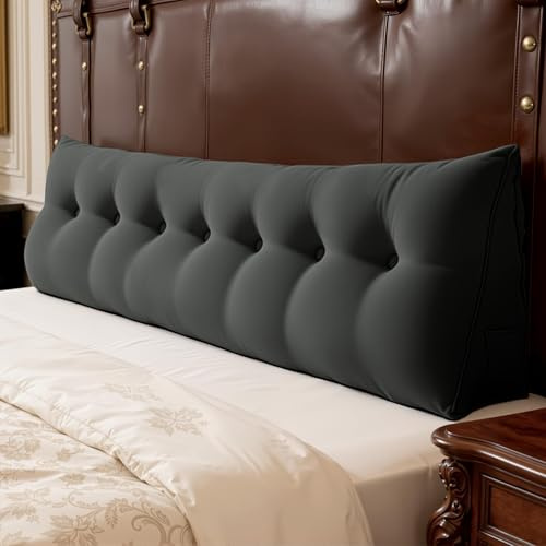 WOWMAX Kopfteil Keilkissen King Dreieckiges Kopfteil Kissen Bett Keilkissen für Kopfteil Keilkissen Kopfteil für Tagesbett Etagenbett Große Nackenrolle Kissen für Bett, 85% Leinen 15% Baumwollmischung