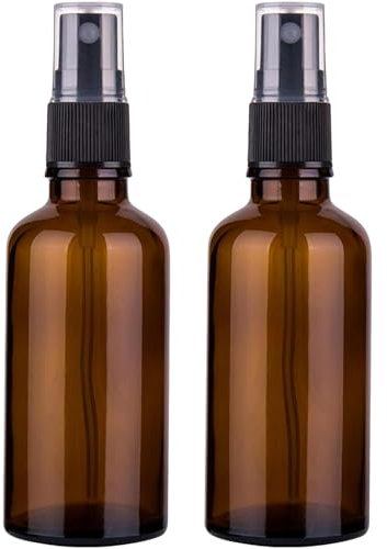 Hperu 2Pcs Glass Spray Bottles, 2Oz Refillable Amber Spray Bottles Small Empty Liquid Fine Mist Spray Bottles With Spray Nozzle & Lid For Travel Essential Oils,Spray Bottle,Spray Bottles