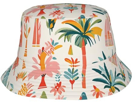 Fischerhut, Sonnenhut für Damen und Herren, Urlaub, Reisen, Strand, Fischerhut, Palme 10, Einheitsgröße