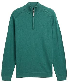 Tom Tailor Herren 1047569 Troyer Strickpullover mit Logo-Stickerei