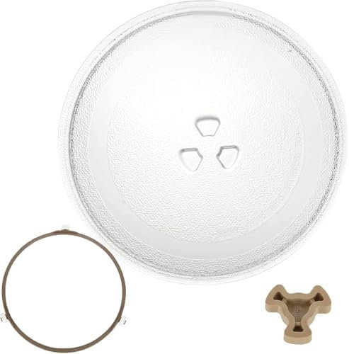 FWEEK 315MM Microwave Turntable Glass Plate, Microwave Plate Replacement with 6 Fixers, Durable Microwave Glass Plate