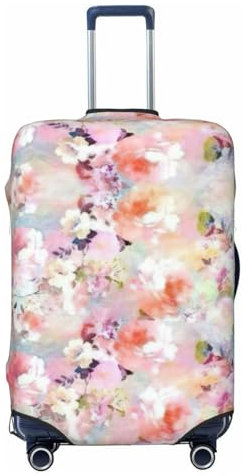 YQxwJL Housse de protection pour valise de voyage lavable et anti-rayures Motif fleurs roses, Noir , L