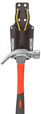 quipuda Hammer Holder for Tool Belt, Axe Holder Hammer Holster, Full Genuine Leather (Brown)