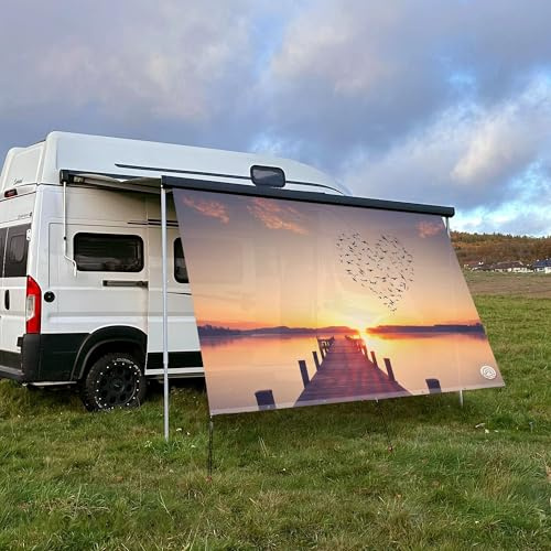 CAMPIDOO Textil Sonnensegel SEELIEBE | Höhe 200cm | hochwertiger Fotodruck inkl. Keder-Befestigung | Markisen-Vorderwand - Länge/Keder: 280cm / 5 mm Keder