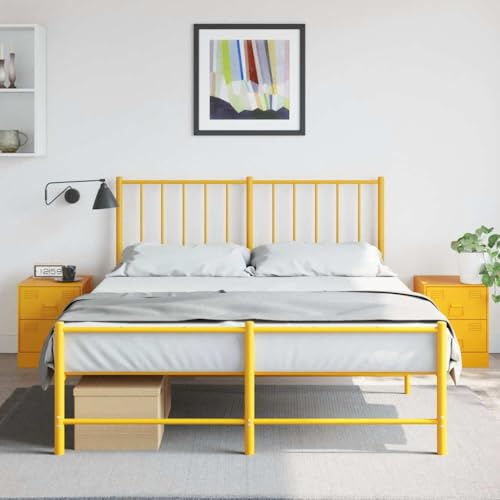 HaoChrymec Nachttische 2 STK. Gelb, Stahl, Kompakte Größe, Praktischer Stauraum, Kommode mit Schubladen, Kleiner Beistelltisch für Schlafzimmer und Wohnzimmer, 34.5x39x44 cm