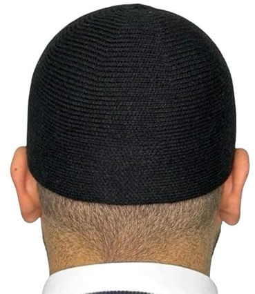 Orlon Herren Skull Cap Islamische Gebetsmütze Topi Kufi Kopfbedeckung 1 Stück, Schwarz , Einheitsgröße
