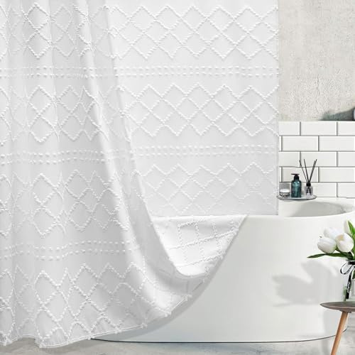 Hoisy Duschvorhang 100x200 Stoff Weiss Duschvorhang Wasserdicht Badewanne Vorhang Textil Duschvorhänge