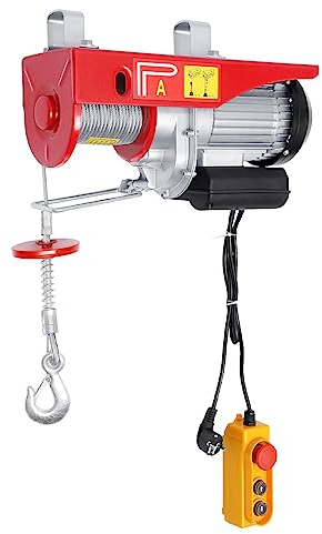 Treuil électrique 230 V 1300 W, 800 kg avec câble en acier de 12 m, palan électrique avec télécommande pour camion, remorque et atelier, treuil professionnel avec protection contre les surcharges