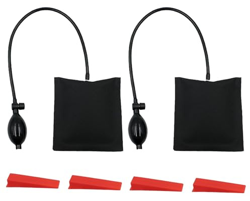 2 Pack Air Wedge Pump Up Bags - Durable TPU Inflatable Bags, 15x16cm/5.9x6.3in, 330LBS/150KG Load-Bearing with 4 Plastic Wedges for Door Lifting, Window Installation & Car Repair