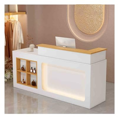 Schreibtisch-Werkbank zur Aufbewahrung, ideal für Gastronomie, Dessertläden & Bekleidungsgeschäfte (Goldenes Holz & Weiß 120 cm), modernes Design, vielseitig & stilvoll
