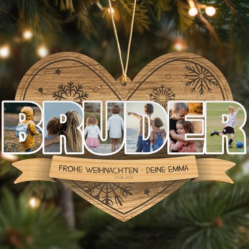 Bruder XXL Weihnachtsbaumschmuck - Geschenk Bruder personalisierte Weihnachtskugeln, Geschenke für Bruder Christbaumschmuck, Geschenke an Bruder Weihnachtsdeko - Bruder Geschenk, Geschenkidee Bruder