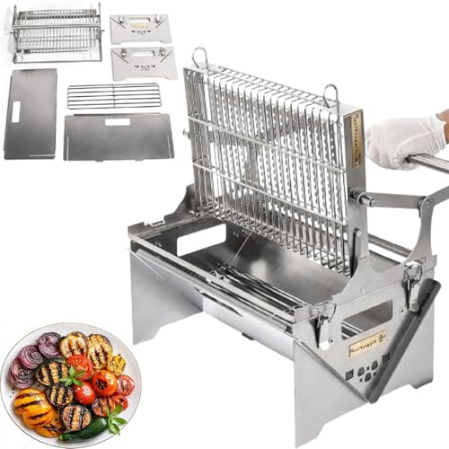 Gril à charbon rotatif à 360°, barbecue portable, 3 positions réglables, barbecue amovible pour pique-niques et fêtes de jardin