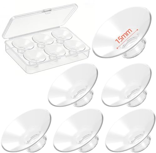 Inserts de Tétraire 6PCS 15mm Large, Insert en Silicone pour Bride 24mm, Confort Doux Compatible avec Momcozy Spectra Medela Elvie Eufy, avec Boîte de Rangement