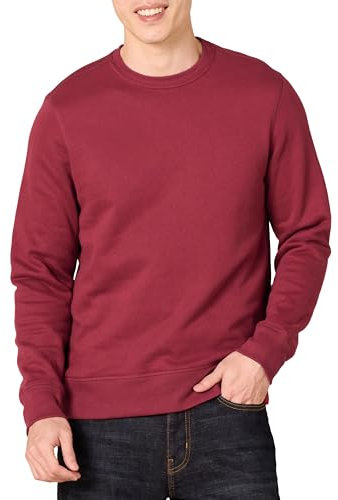 Amazon Essentials Herren Fleece-Sweatshirt mit Rundhalsausschnitt (erhältlich in Big & Tall), Rot, L
