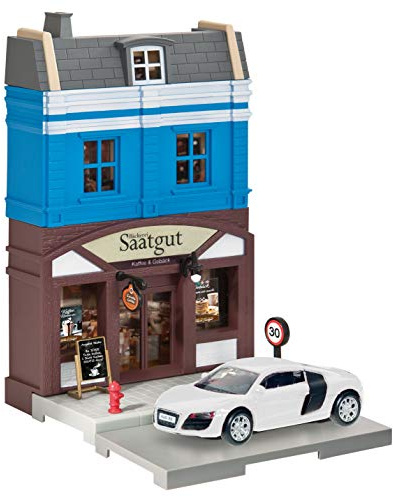 Herpa 800013 Fahrzeug City: Bäckerei mit Porsche zum Basteln, Spielen und als Geschenk, Mehrfarbig