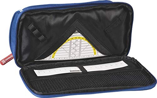 BRUNNEN Combi-Etui Duo oval Karo blau/grau