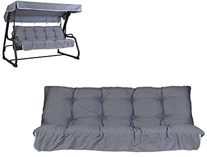 Tecnoweb Coussins pour balancelle 4 places, coussin de toit assorti de rechange inclus, 100 % fabriqué en Italie, idéal pour l'extérieur (jardin et cours) - Cadre non inclus gris