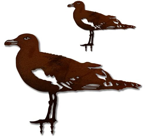 ARTTEC Möwe Vogel (Edelrost-Deko) (2er Set) - hochwertige Gartendeko aus Metall - Rost Deko für Garten, Balkon & Terasse - Metall Deko zum Aufstellen - Made in Germany