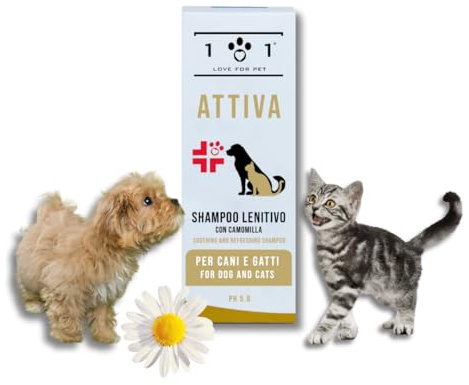 Natürliches Shampoo für Hunde und Katzen, 250ml - Schützende Formel mit Kamille und Pflanzenölen - Feuchtigkeitsspendend und Erfrischend - Linea 101