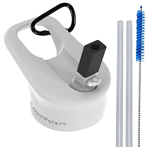 The Coldest Water Insulated Wide Mouth Size 2.0 - Hydro Sports Straw Cap Flip Top Lid - Multi-Compatible with Wide Flask Mouth Size Stainless Steel Water Bottles (White 2.0) (White)