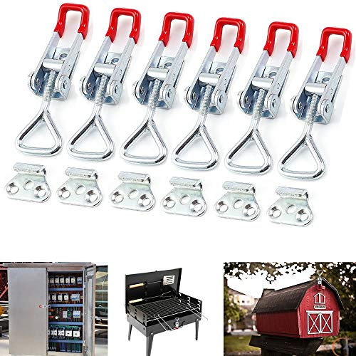 Morsetti a ginocchiera 6pcs metallo chiusura a leva Fast Fixture Buckle con fibbia regolabile per armadietto, porta, scatola, custodia senza serratura o maniglia rotta grande gadget