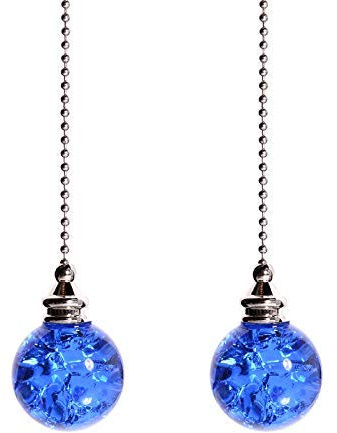 Crystal Ice Crack Ball Blind Cord Chandelier Handle Pull Chain Extension with Connector for Ceiling Light Fan Chain with Blue Color(Pack of 2)