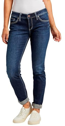 Silver Jeans Damen Boyfriend Mid Rise Slim Leg Jeans